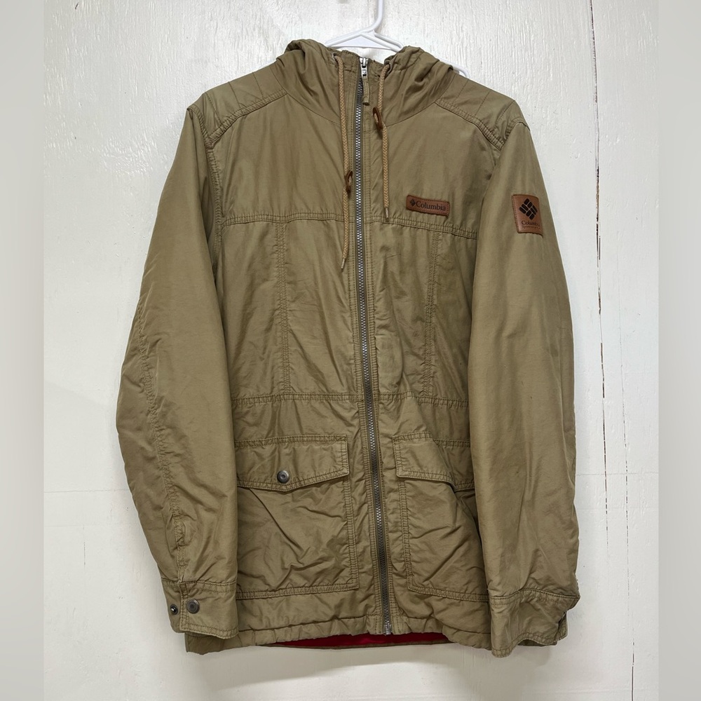 Columbia Men's size medium Tan, flannel lined winter coat. Granola indie